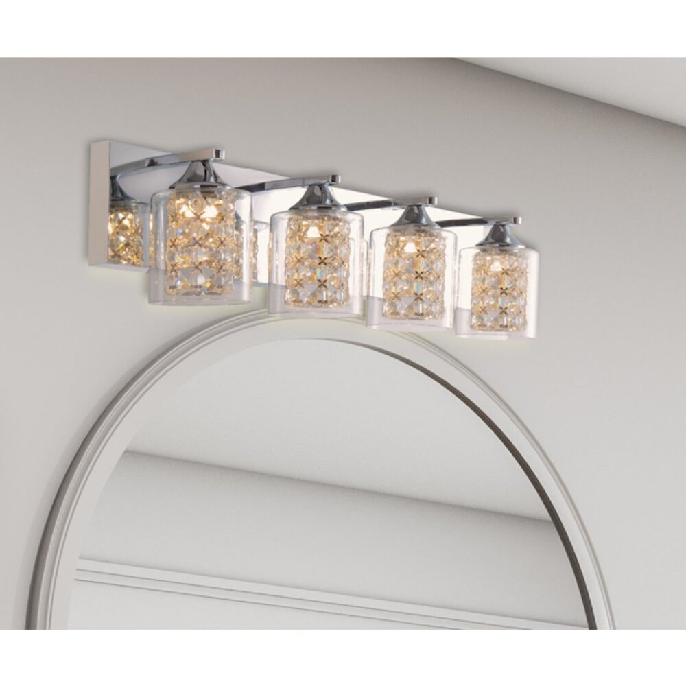 allen + roth Quinn 4-Light Chrome Modern and Contemporary LED Vanity Light